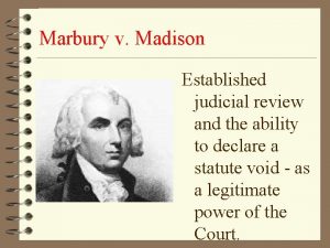 Marbury v Madison Established judicial review and the