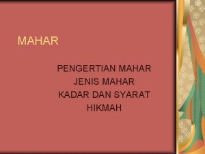 Jenis-jenis mahar