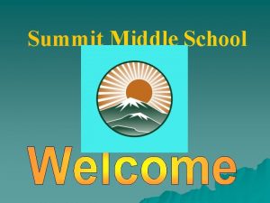 Summit Middle School Welcome and IntroductionsMrs Speight Why