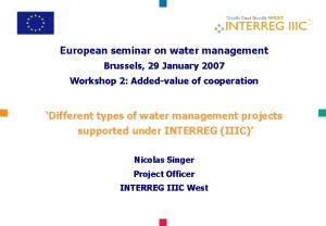 European seminar on water management Brussels 29 January