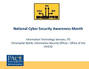 National Cyber Security Awareness Month Information Technology Services