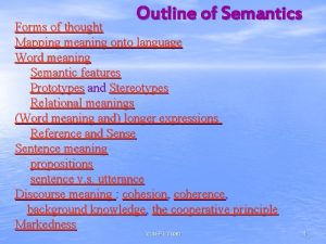 Outline of Semantics Forms of thought Mapping meaning