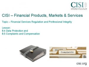 CISI Financial Products Markets Services Topic Financial Services