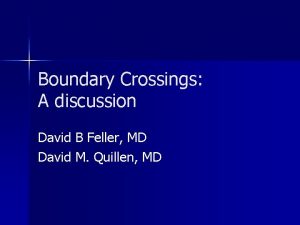 Boundary Crossings A discussion David B Feller MD