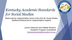 Kentucky Academic Standards for Social Studies Resources for