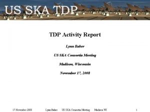 TDP Activity Report Lynn Baker US SKA Consortia