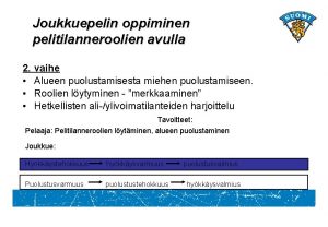 Joukkuepelin oppiminen pelitilanneroolien avulla 2 vaihe Alueen puolustamisesta