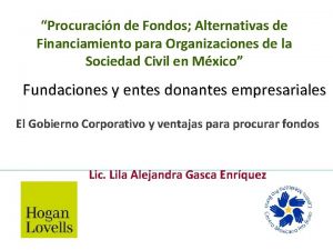 Procuracin de Fondos Alternativas de Financiamiento para Organizaciones