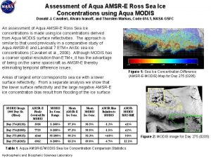 Assessment of Aqua AMSRE Ross Sea Ice Concentrations