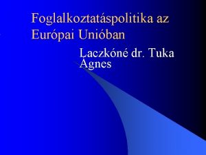 Foglalkoztatspolitika az Eurpai Uniban Laczkn dr Tuka gnes