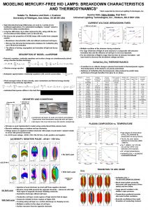 MODELING MERCURYFREE HID LAMPS BREAKDOWN CHARACTERISTICS AND THERMODYNAMICS