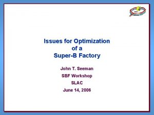 Issues for Optimization of a SuperB Factory John