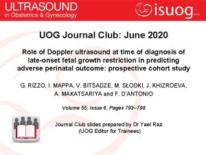 UOG Journal Club June 2020 Role of Doppler