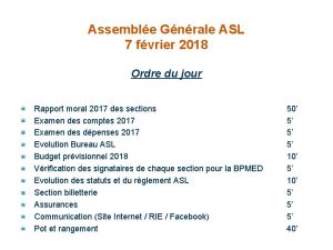 Assemble Gnrale ASL 7 fvrier 2018 Ordre du