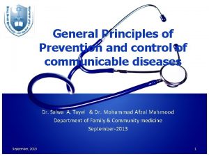 General Principles of Prevention and control of communicable