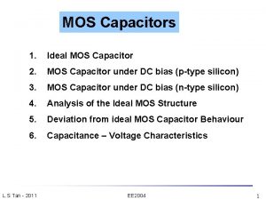 MOS Capacitors 1 Ideal MOS Capacitor 2 MOS