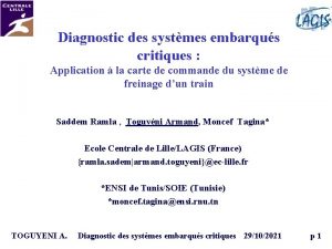 Diagnostic des systmes embarqus critiques Application la carte