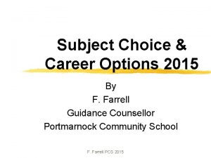 Subject Choice Career Options 2015 By F Farrell