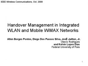 IEEE Wireless Communications Oct 2008 Handover Management in