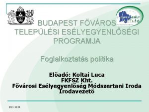 BUDAPEST FVROS TELEPLSI ESLYEGYENLSGI PROGRAMJA Foglalkoztats politika Elad