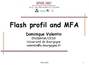 Flash profil and MFA Dominique Valentin ENSBANACESG Universit