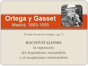 Ortega y Gasset Madrid 1883 1955 El tema