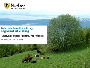 Arktisk landbruk og regional utvikling Fylkesvaraordfrer i Nordland