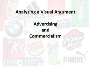Analyzing a Visual Argument Advertising and Commercialism Analyzing