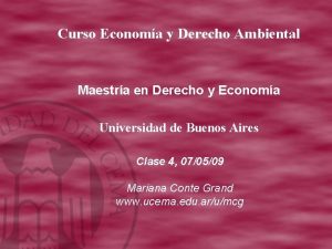 Curso Economa y Derecho Ambiental Maestra en Derecho