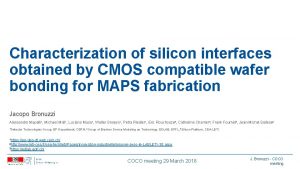 Characterization of silicon interfaces obtained by CMOS compatible