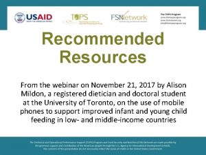Recommended Resources From the webinar on November 21