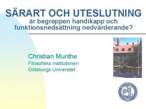 SRART OCH UTESLUTNING r begreppen handikapp och funktionsnedsttning