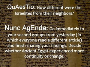 Qu Aes Tio How different were the Israelites