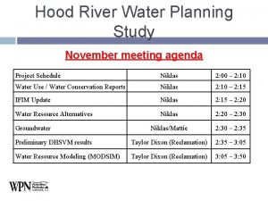 Hood River Water Planning Study November meeting agenda