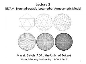 Lecture 2 NICAM Nonhydrostatic Icosahedral Atmospheric Model Masaki