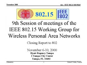 November 2000 doc IEEE 802 15 00396 r