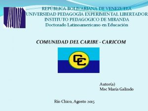 REPBLICA BOLIVARIANA DE VENEZUELA UNIVERSIDAD PEDAGOGA EXPERIMENTAL LIBERTADOR