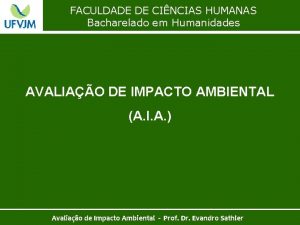 FACULDADE DE CINCIAS HUMANAS Bacharelado em Humanidades AVALIAO