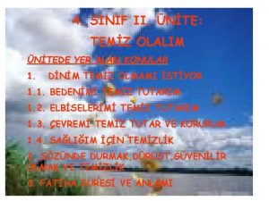 4 SINIF II NTE TEMZ OLALIM NTEDE YER