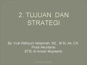 2 TUJUAN DAN STRATEGI By Inuk Wahyuni Istiqomah