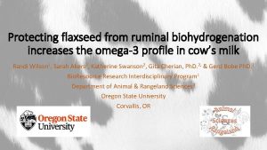 Protecting flaxseed from ruminal biohydrogenation increases the omega3