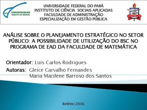 UNIVERSIDADE FEDERAL DO PAR INSTITUTO DE CINCIA SOCIAIS