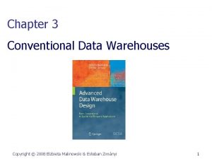 Chapter 3 Conventional Data Warehouses Copyright 2008 Elzbieta