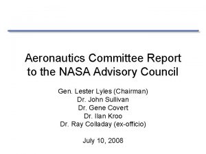 Aeronautics Committee Report to the NASA Advisory Council