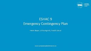 ESHAC 9 Emergency Contingency Plan Helen Boyer Ulrika