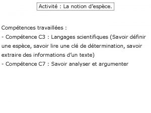 Activit La notion despce Comptences travailles Comptence C