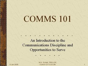 COMMS 101 An Introduction to the Communications Discipline
