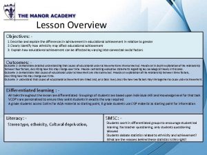 Lesson Overview Objectives 1 Describe and explain the