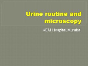 Urine routine and microscopy KEM Hospital Mumbai Urinanalysis