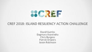 CREF 2018 ISLAND RESILIENCY ACTION CHALLENGE David Gumbs